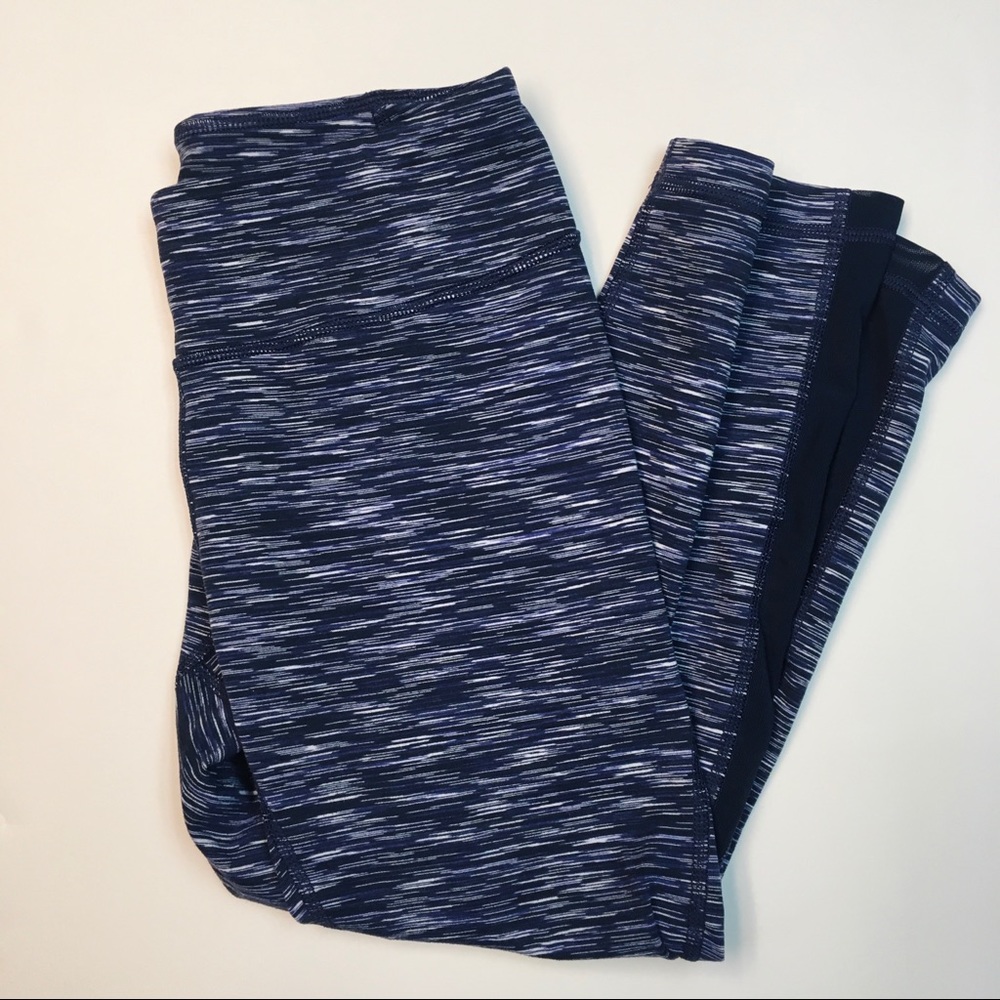 Zella Space Dye Blue Crop Leggings With Mesh, Size Small